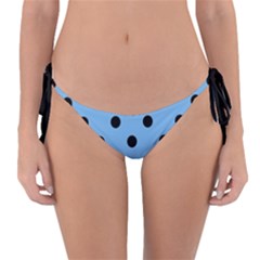 Large Black Polka Dots On Aero Blue - Reversible Bikini Bottom by FashionLane