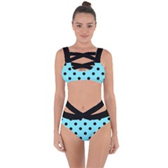 Large Black Polka Dots On Arctic Blue - Bandaged Up Bikini Set  by FashionLane