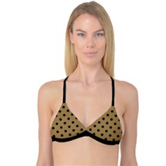 Large Black Polka Dots On Bronze Mist - Reversible Tri Bikini Top by FashionLane