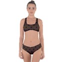 Large Black Polka Dots On Brunette Brown - Criss Cross Bikini Set View1