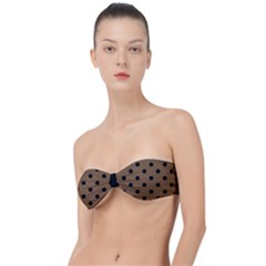 Large Black Polka Dots On Coyote Brown - Classic Bandeau Bikini Top  by FashionLane