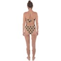 Large Black Polka Dots On Wood Brown - Tie Back One Piece Swimsuit View2