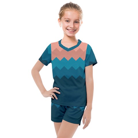 Flat Ocean Palette Kids  Mesh Tee And Shorts Set by goljakoff