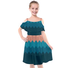 Flat Ocean Palette Kids  Cut Out Shoulders Chiffon Dress by goljakoff