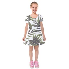 Tropical Leaves Kids  Short Sleeve Velvet Dress by goljakoff