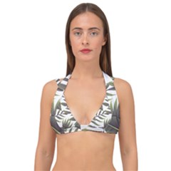 Tropical Leaves Double Strap Halter Bikini Top by goljakoff