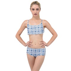 Azulejo Style Blue Tiles Layered Top Bikini Set by MintanArt