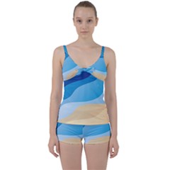 Illustrations Waves Line Rainbow Tie Front Two Piece Tankini by Alisyart