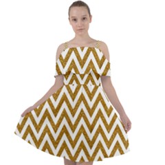 Chevron Gold Cut Out Shoulders Chiffon Dress by impacteesstreetweargold