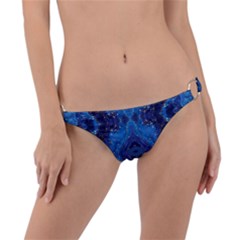 Blue Golden Marble Print Ring Detail Bikini Bottom by designsbymallika