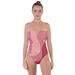 Online Woman Beauty Pink Tie Back One Piece Swimsuit by Mariart