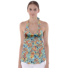 Butterfly And Flowers Babydoll Tankini Top by goljakoff