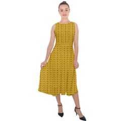 Knitted Pattern Midi Tie-back Chiffon Dress by goljakoff