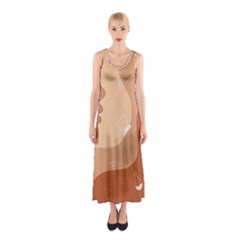 Online Woman Beauty Brown Sleeveless Maxi Dress by Mariart