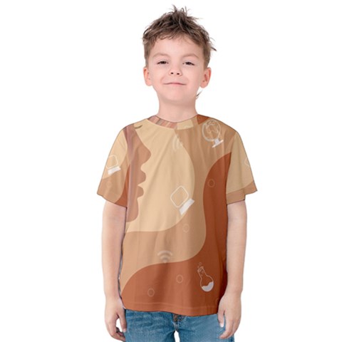 Online Woman Beauty Brown Kids  Cotton Tee by Mariart