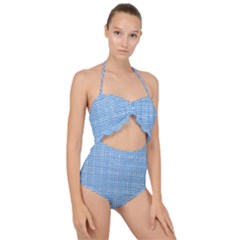 Blue Knitting Scallop Top Cut Out Swimsuit by goljakoff