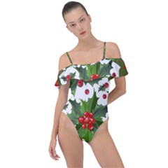 Christmas Berries Frill Detail One Piece Swimsuit by goljakoff