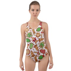 Christmas Love 6 Cut-out Back One Piece Swimsuit by designsbymallika