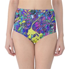 Vibrant Abstract Floral/rainbow Color Classic High-waist Bikini Bottoms by dressshop