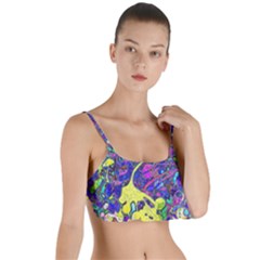 Vibrant Abstract Floral/rainbow Color Layered Top Bikini Top  by dressshop