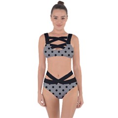 Large Black Polka Dots On Just Grey - Bandaged Up Bikini Set  by FashionLane