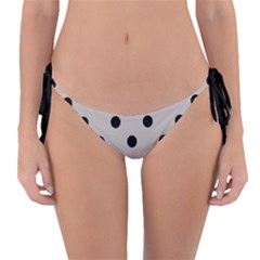 Large Black Polka Dots On Pale Grey - Reversible Bikini Bottom by FashionLane