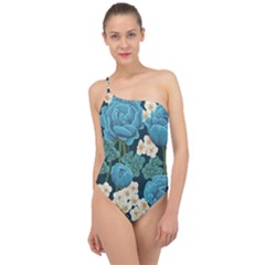Blue Roses Classic One Shoulder Swimsuit by goljakoff
