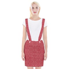 Red Sashiko Braces Suspender Skirt by goljakoff