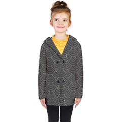 Black Sashiko Ornament Kids  Double Breasted Button Coat by goljakoff