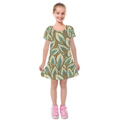 Field Leaves Kids  Short Sleeve Velvet Dress by goljakoff