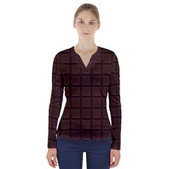 Chocolate V-neck Long Sleeve Top by goljakoff
