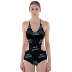 Just Beauty Words Motif Print Pattern Cut-out One Piece Swimsuit by dflcprintsclothing