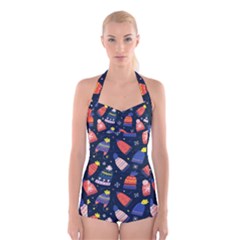 Beanie Love Boyleg Halter Swimsuit  by designsbymallika