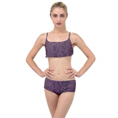 Purple Leather Snakeskin Design Layered Top Bikini Set by ArtsyWishy