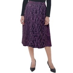 Purple Leather Snakeskin Design Classic Velour Midi Skirt  by ArtsyWishy