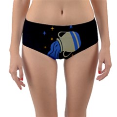 Aquarius Horoscope Astrology Zodiac Reversible Mid-waist Bikini Bottoms by Mariart