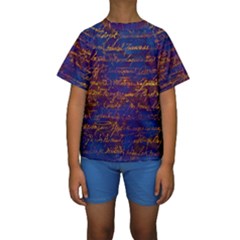 Majestic Purple And Gold Design Kids  Short Sleeve Swimwear by ArtsyWishy
