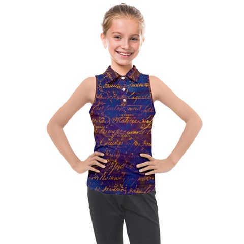 Majestic Purple And Gold Design Kids  Sleeveless Polo Tee by ArtsyWishy