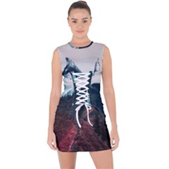 Dream Whale Lace Up Front Bodycon Dress by goljakoff