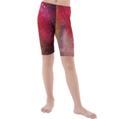 Red Galaxy Paint Kids  Mid Length Swim Shorts by goljakoff