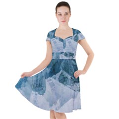 Blue Ocean Waves Cap Sleeve Midi Dress by goljakoff