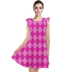 Pink Diamond Pattern Tie Up Tunic Dress by ArtsyWishy