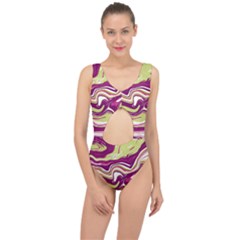 Purple Vivid Marble Pattern Center Cut Out Swimsuit by goljakoff