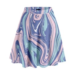 Blue Vivid Marble Pattern 10 High Waist Skirt by goljakoff