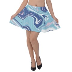 Blue Vivid Marble Pattern 12 Velvet Skater Skirt by goljakoff