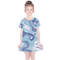 Blue Vivid Marble Pattern 12 Kids  Simple Cotton Dress View1