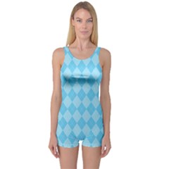 Baby Blue Design One Piece Boyleg Swimsuit by ArtsyWishy