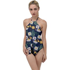 Flower Grey Pattern Floral Go With The Flow One Piece Swimsuit
