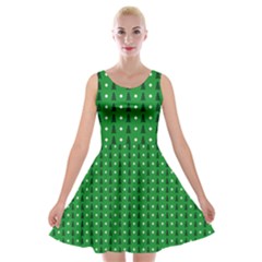Green Christmas Tree Pattern Background Velvet Skater Dress by Amaryn4rt