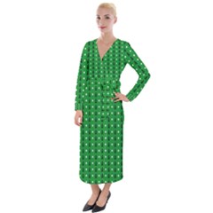 Green Christmas Tree Pattern Background Velvet Maxi Wrap Dress by Amaryn4rt